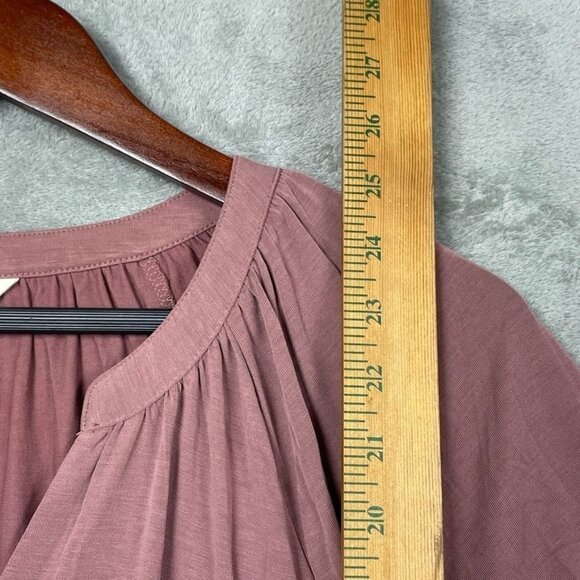 Lucky Brand Mauve 3/4 Sleeve V-Neck Relaxed Fit Blouse Large d0032 - Picture 3 of 7